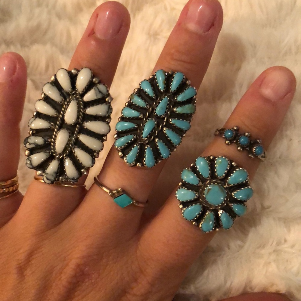Boho turquoise ring bundle-
